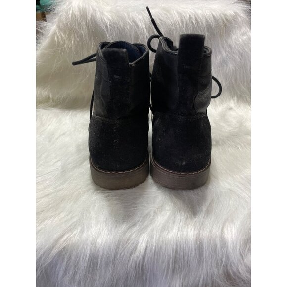 Mens Black Lace-Up Ankle Boots Size 42 With Suede & Canvas Uppers Durable Rubber - Picture 4 of 9